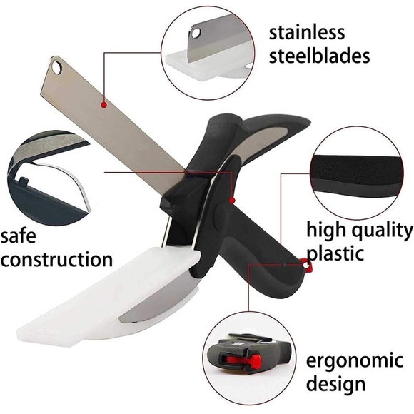 Kitchen Food Scissors,2 in 1 Smart Cutter Multifunction Stainless Steel Kitchen - Picture 1 of 10